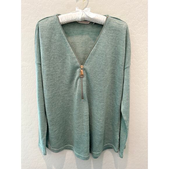 Soft Surroundings Sweaters - SOFT SURROUNDINGS | Half Zip Green Cozy Lightweight Pullover Top | Medium